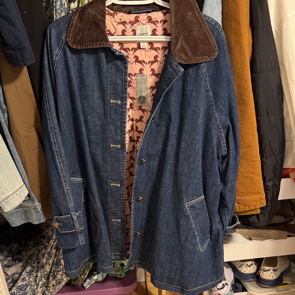 Maeve Denim Jacket with Brown Collar